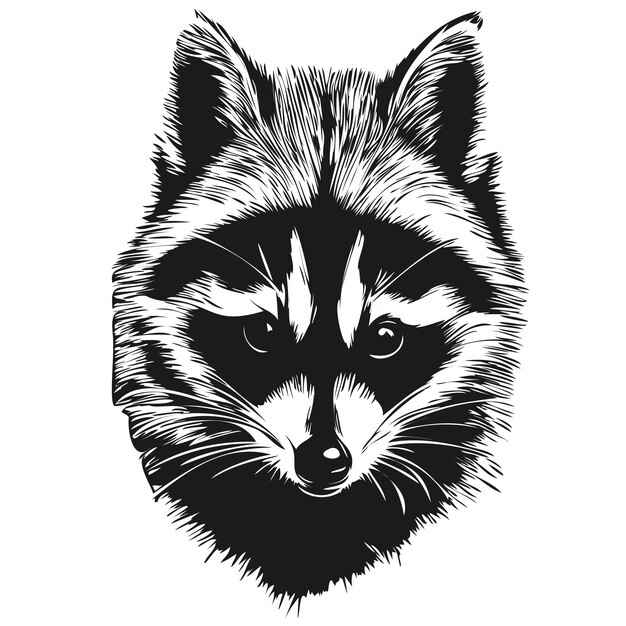 Hand drawn raccoon on a white background