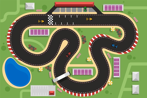 Vector hand drawn race track illustration