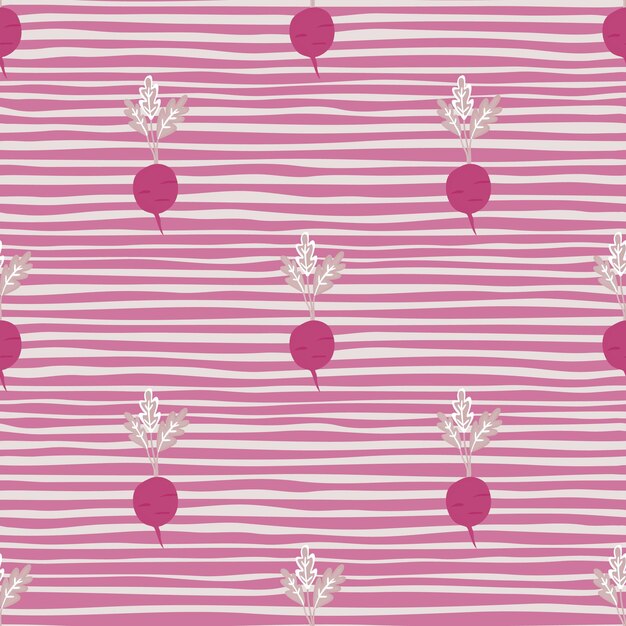 Hand drawn radish seamless pattern Radish with leaves backdrop