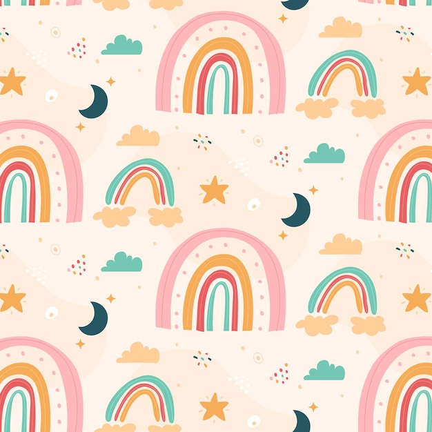 Hand drawn rainbow pattern design