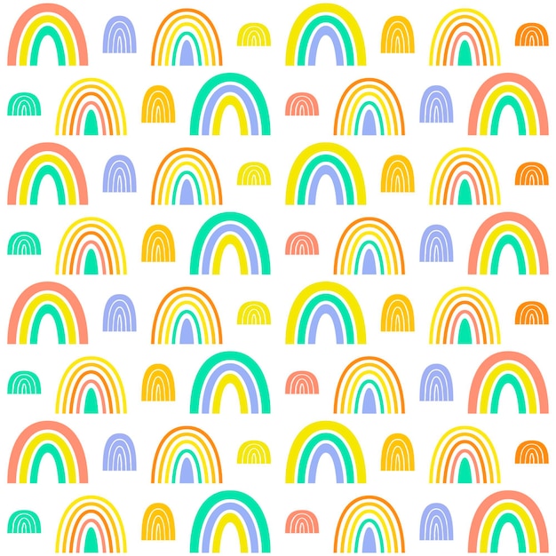 ベクトル 手描きの虹のパターンデザイン