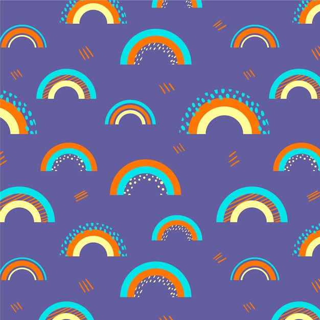 Vector hand drawn rainbow pattern design