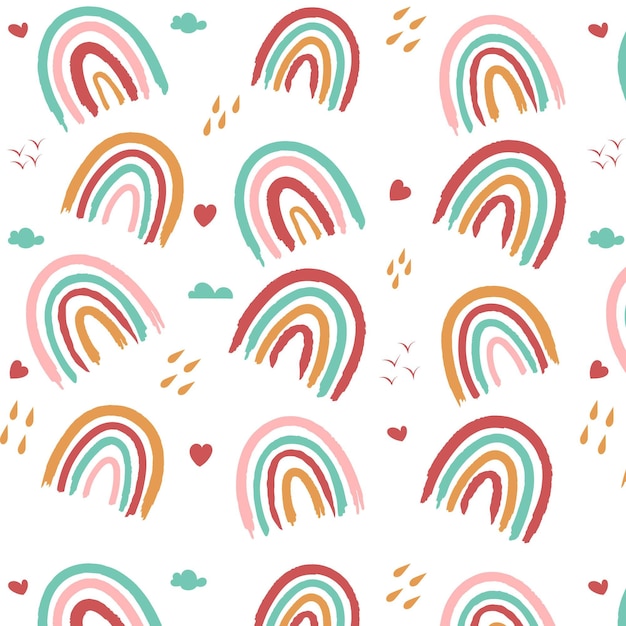 Vector hand drawn rainbow pattern