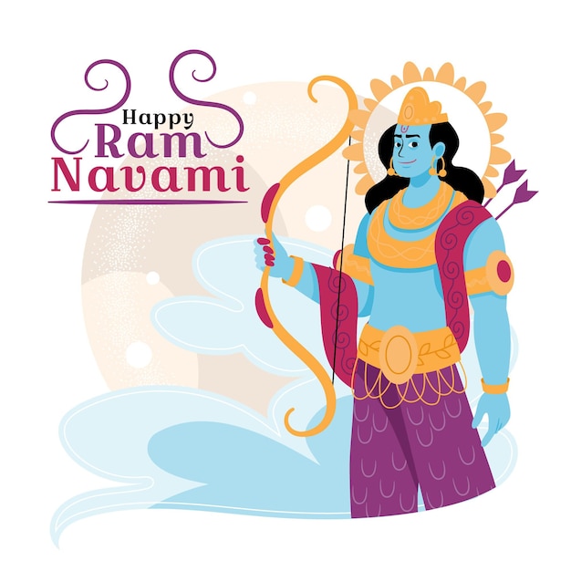 Vector hand drawn ram navami illustration