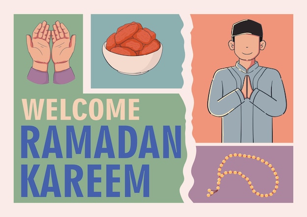 Hand drawn ramadan background vintage