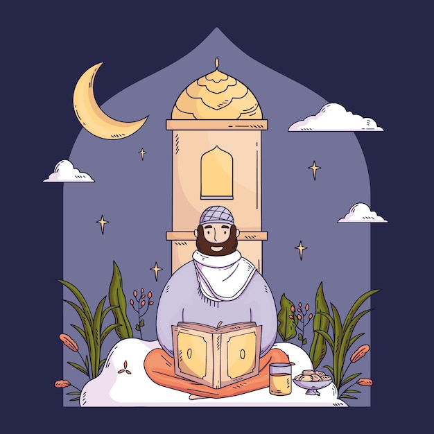 Vettore illustrazione del ramadan disegnata a mano