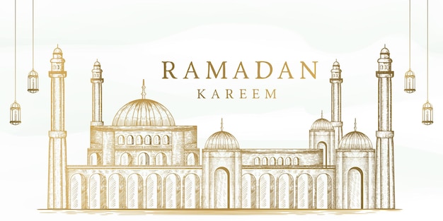 Hand drawn ramadan kareem background illustration