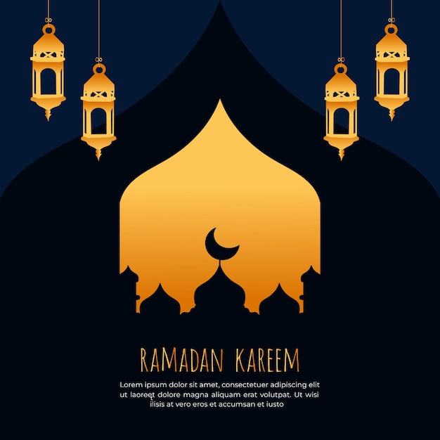Vector hand drawn ramadan kareem greeting card illustration
