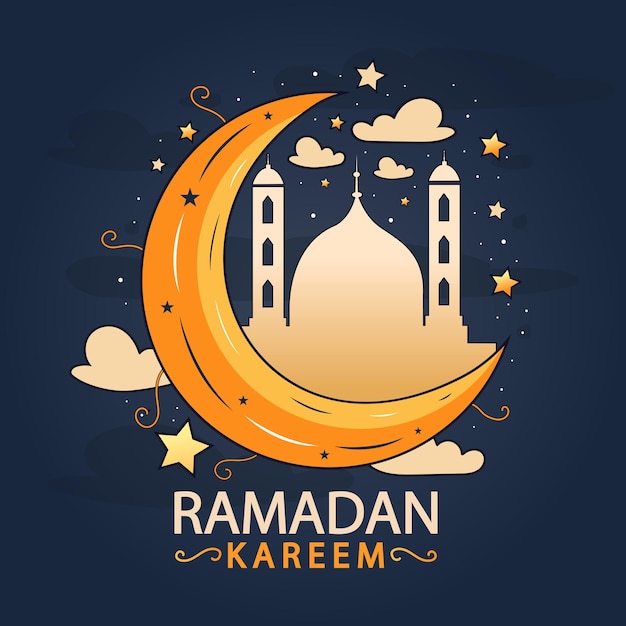 Illustrazione disegnata a mano di ramadan kareem per la celebrazione del mese santo