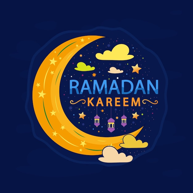 Illustrazione disegnata a mano di ramadan kareem per la celebrazione del mese santo