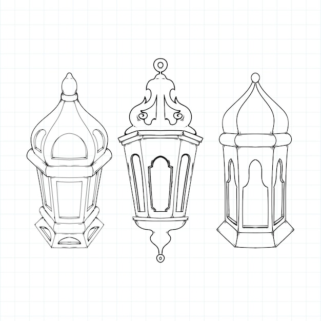 Hand drawn Ramadan kareem lantern vector illustration