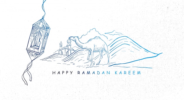 Hand Drawn Ramadan Kareem Lantern