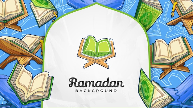 Vettore sfondo di ramadan mushafs disegnato a mano