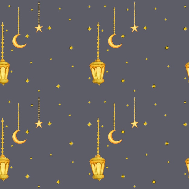 Vector hand drawn of ramadan star seamless pattern