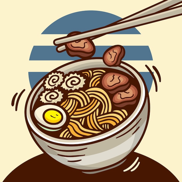 手描きのラーメンイラスト