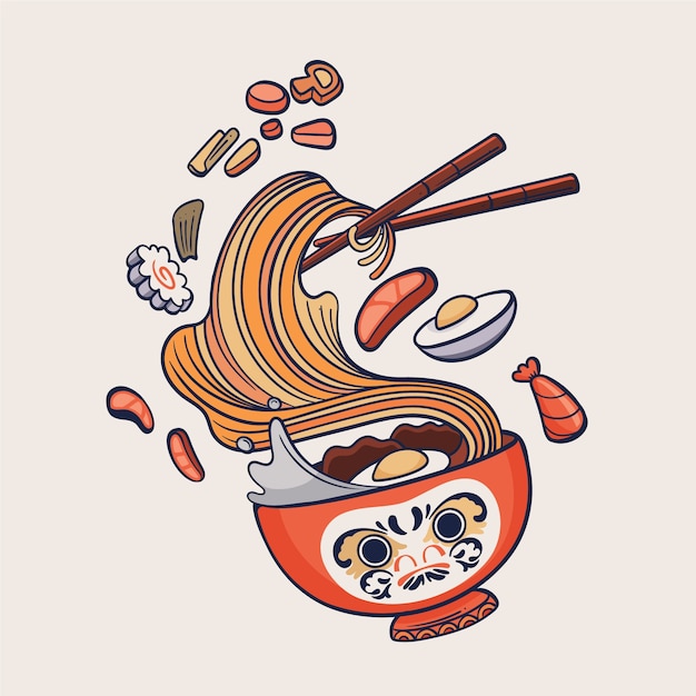 Illustrazione di ramen disegnata a mano