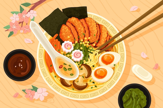 Hand drawn ramen illustration