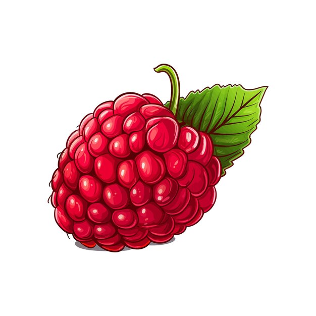 Вектор Ручно нарисованный raspberry vector мультфильм изолированный белый фон