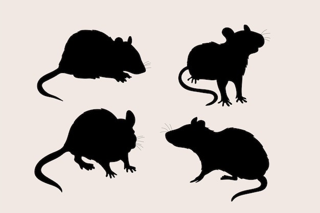 Vector hand drawn rat silhouette