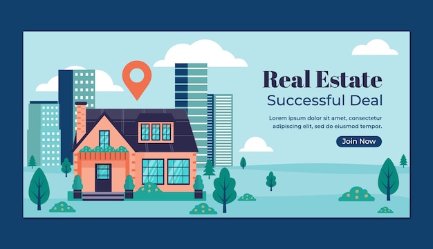 Hand drawn real estate banner template