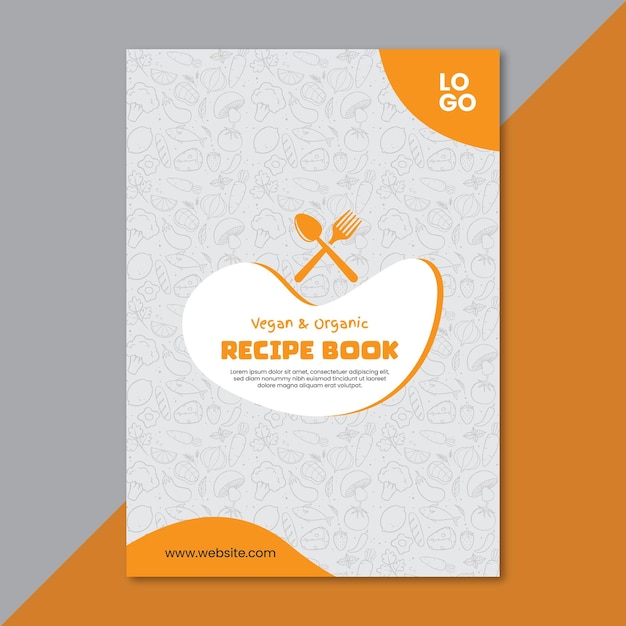 Vector hand drawn recipe book template design