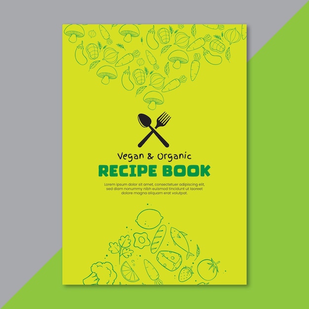 Vector hand drawn recipe book template design