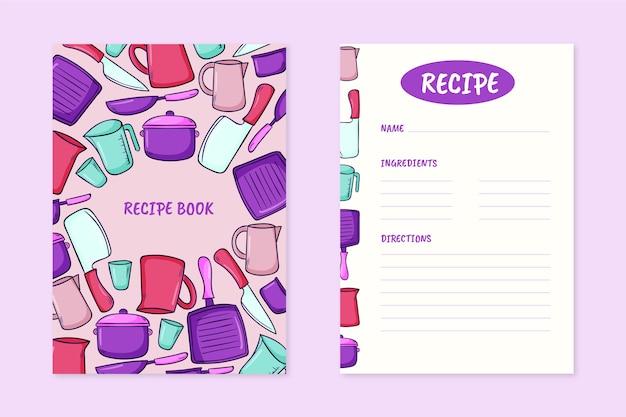 Hand drawn recipe book template