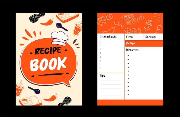 Hand drawn recipe book template