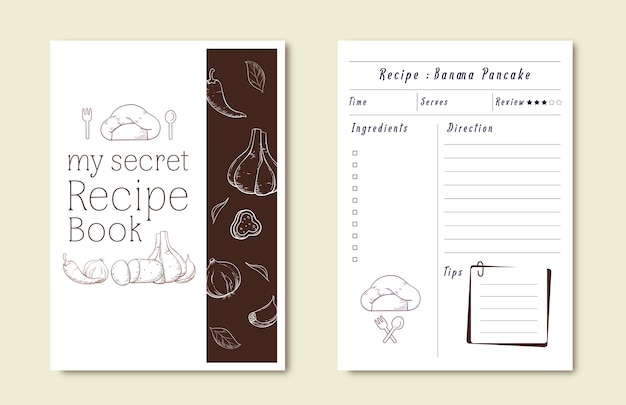 hand drawn recipe book template