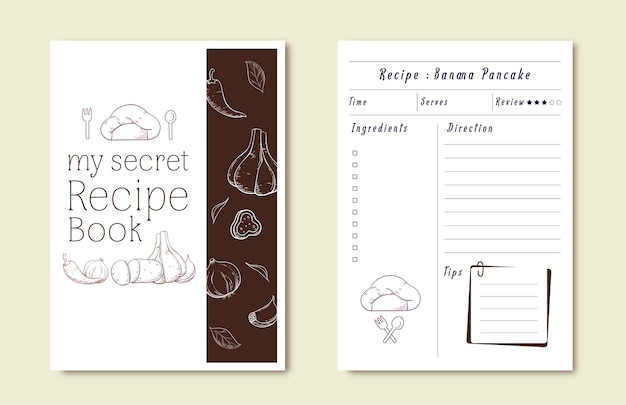 Hand drawn recipe book template