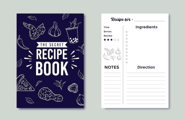 hand drawn recipe book template