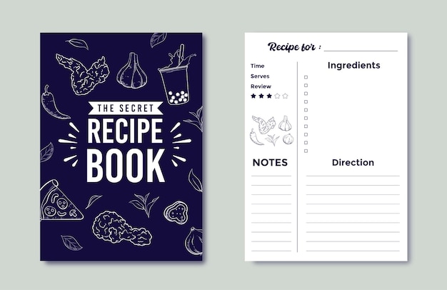 Hand drawn recipe book template