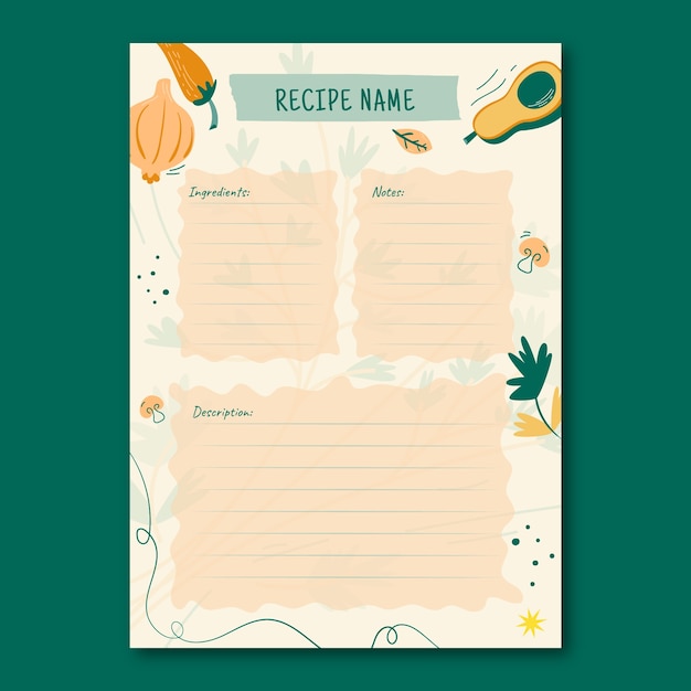 Hand drawn recipe template design