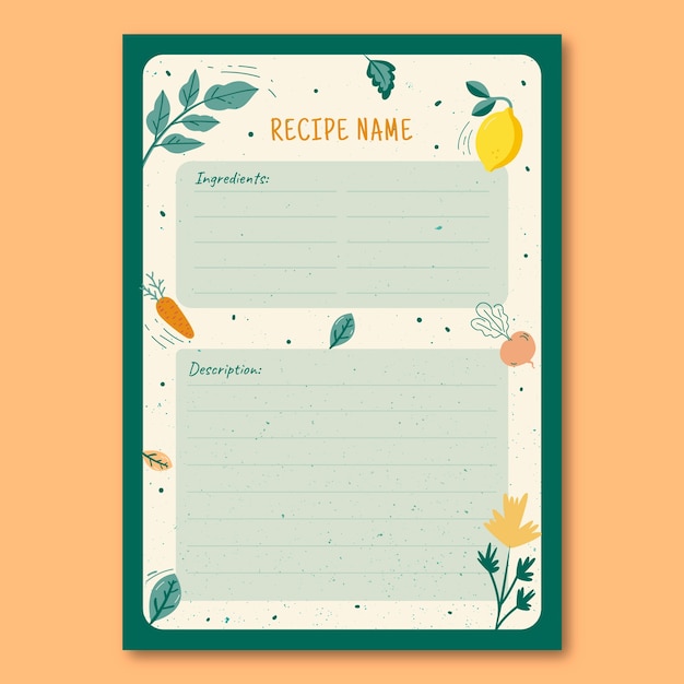 Hand drawn recipe template design