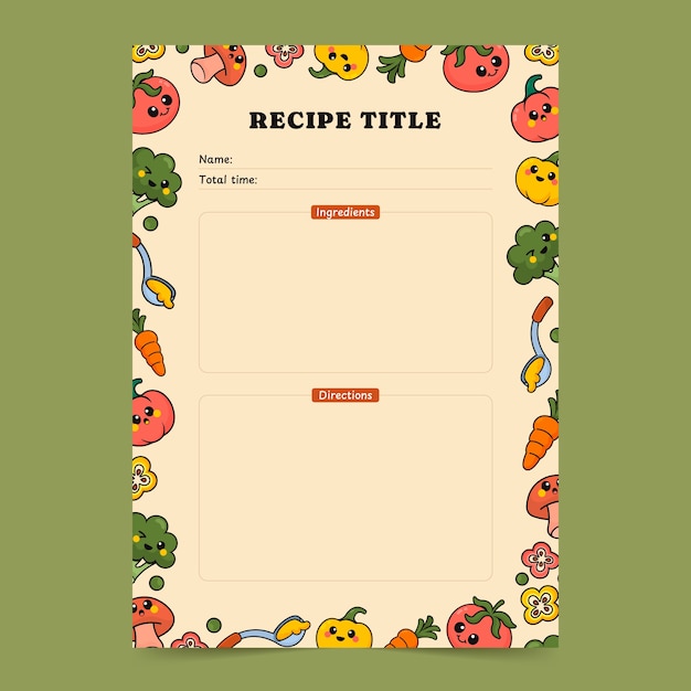 Vector hand drawn recipe template