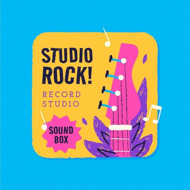 Vector hand drawn record label logo