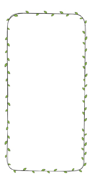 Vector hand drawn rectangle frame decoration element with leaves vector set