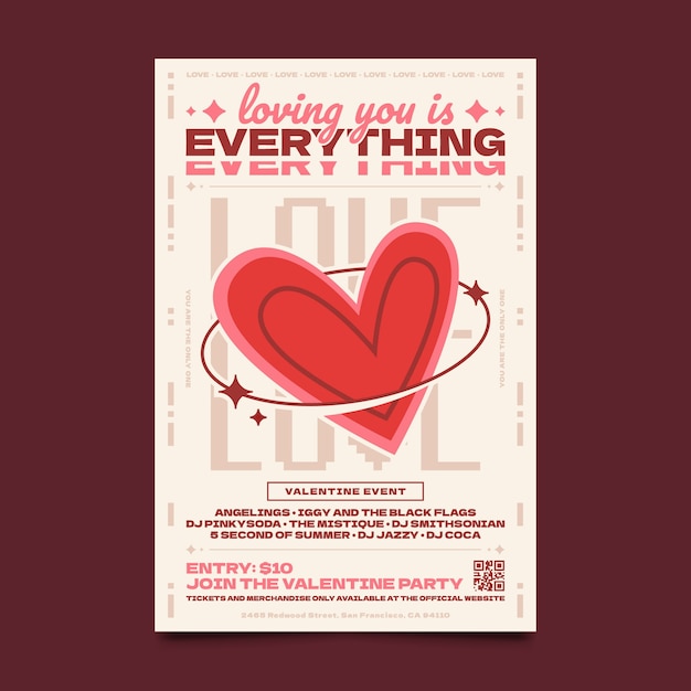 hand drawn red hearts poster
