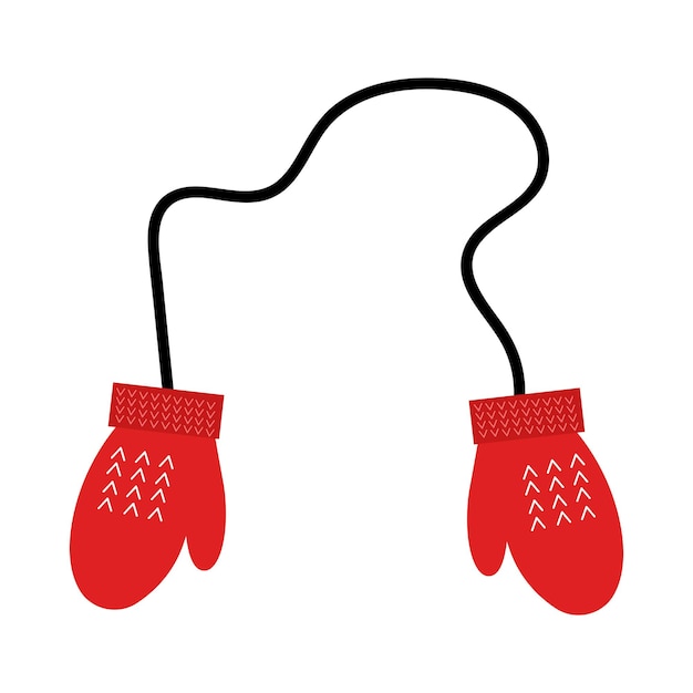 Vector hand drawn red knitted mittens isolated on white