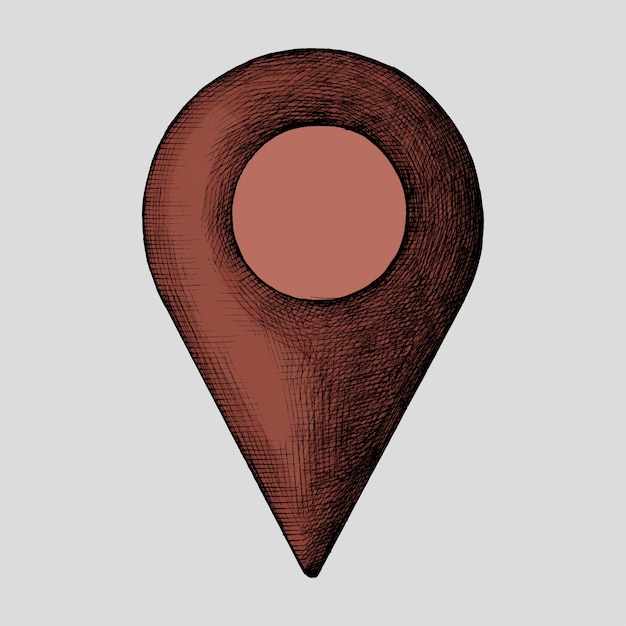 Vector hand-drawn red location pin illustration