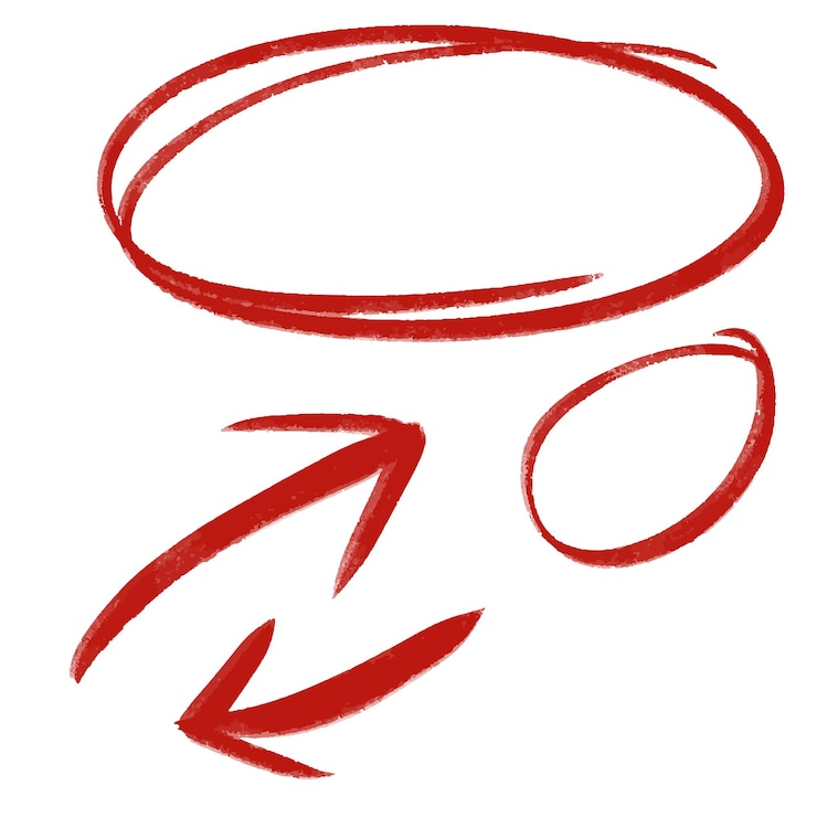 Vector hand drawn red pen circle loop hand made red pencil