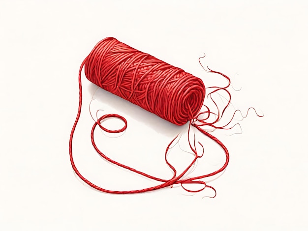 Иллюстрация красной нити, нарисованная вручную