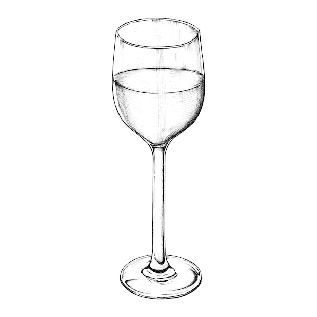 Hand drawn red wine glass