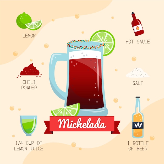 Hand drawn refreshing michelada illustration