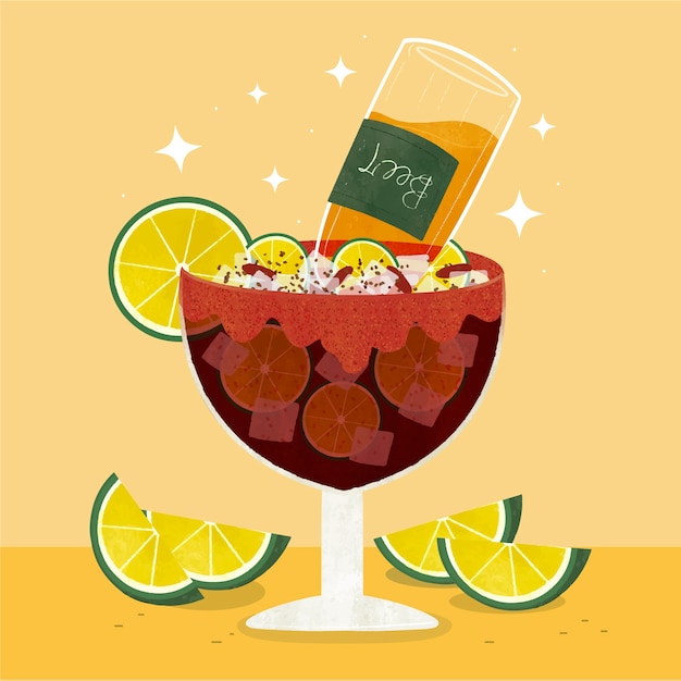 Vector hand drawn refreshing michelada illustration