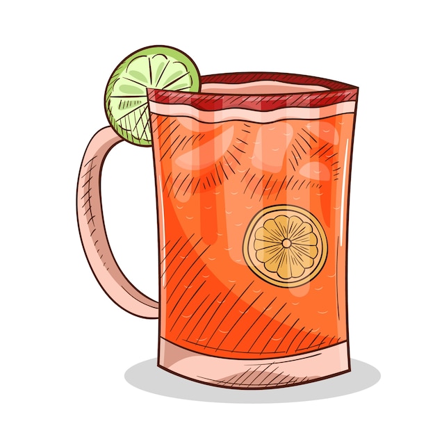 Vettore illustrazione di michelada rinfrescante disegnata a mano