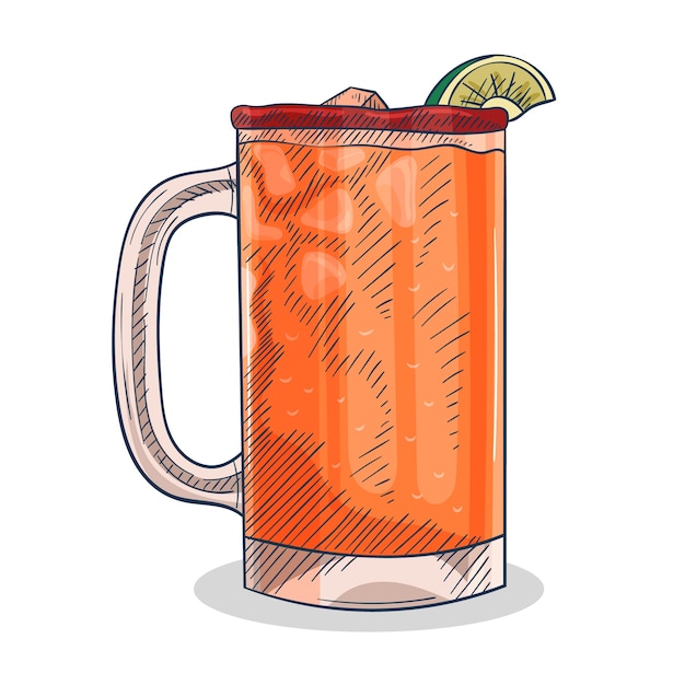 Vettore illustrazione di michelada rinfrescante disegnata a mano