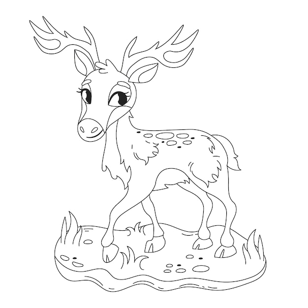 Vector hand drawn reindeer outline illustration