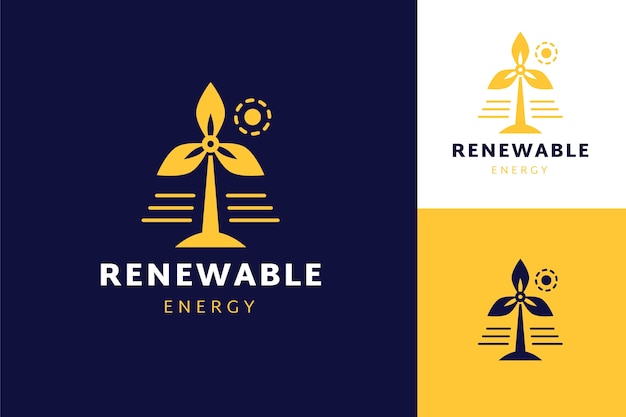 Vettore modello di logo di energia rinnovabile disegnato a mano