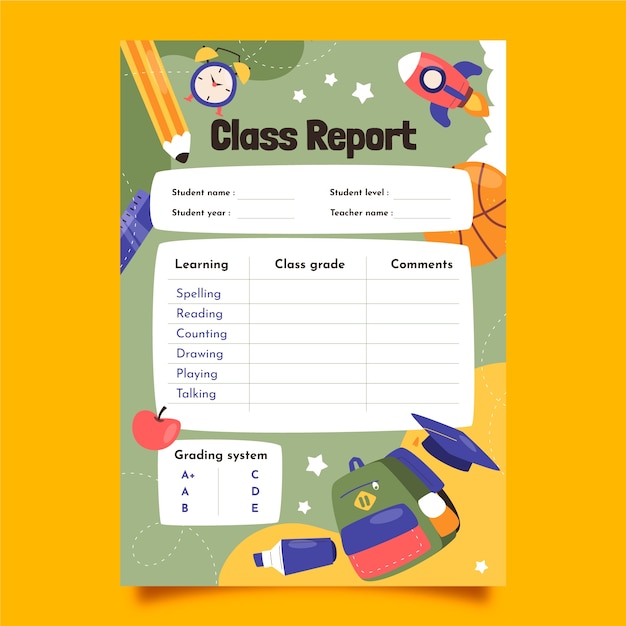 Hand drawn report card template